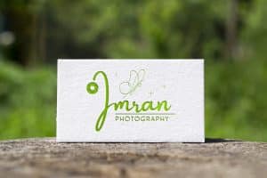 Letterpress Business Card Logo Mockup outdoor greenery scene